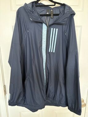 Adidas Parley Windbreaker Jacket XL Navy Full Zip Hooded NWT